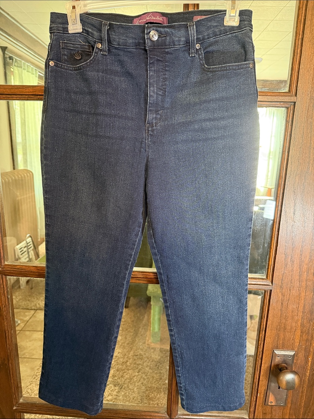 Gloria Vanderbilt Amanda High Rise Tapered Jeans Dark Wash Blue Womens 14P